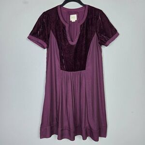 Maeve Womens Ingrid Velvet Dress Sz Small Burgundy Knee Length Fairy Witchy Boho